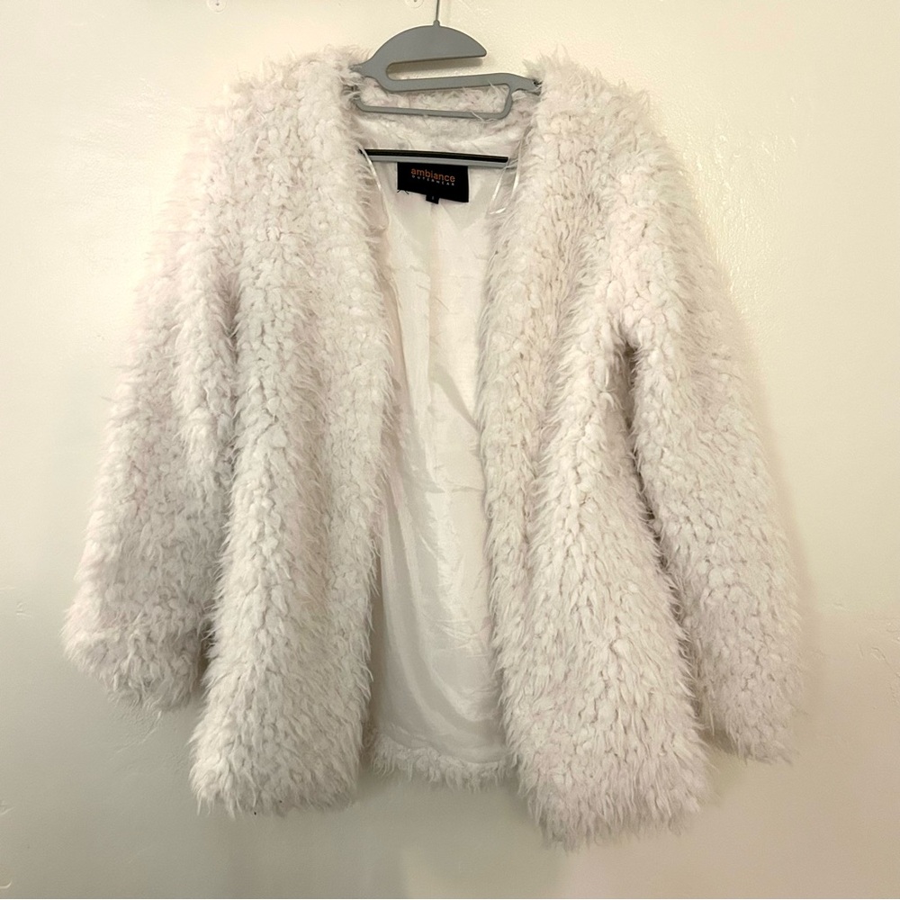 ambiance outerwear faux fur white coat